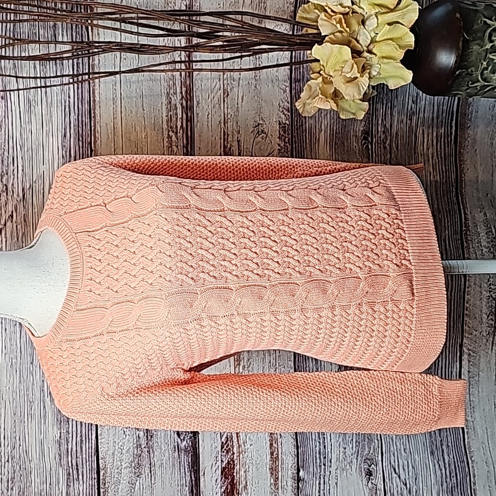 CROFT & BARROW MELON COLOR KNIT  LONG SLEEVE PULLOVER SWEATER